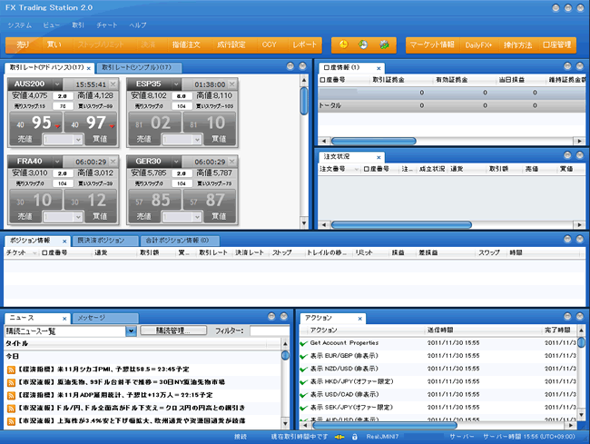 FXCMジャパン証券CFD(取引画面全体)