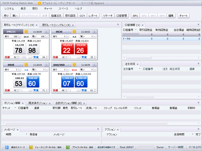 FXCMジャパン証券CFD(取引画面全体)