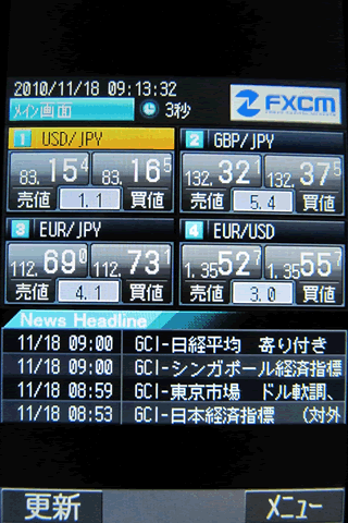 FXCMジャパンのdocomoTOP画面