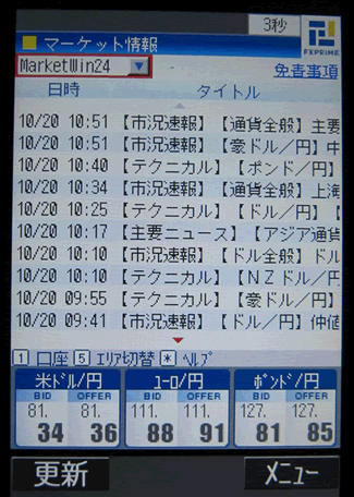 FXプライムのdocomoニュース画面