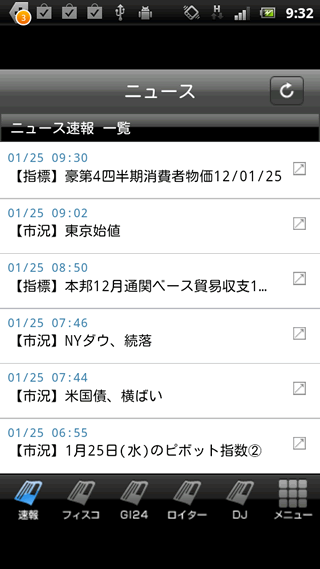外為どっとコムAndroidニュース画面