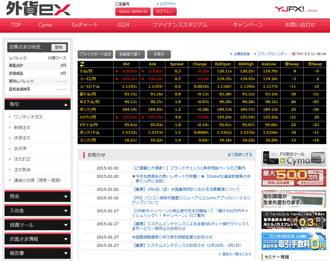 YJFX!(取引画面全体)