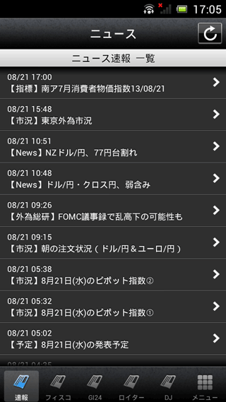 外為どっとコム[外貨ネクストネオ]Androidニュース画面