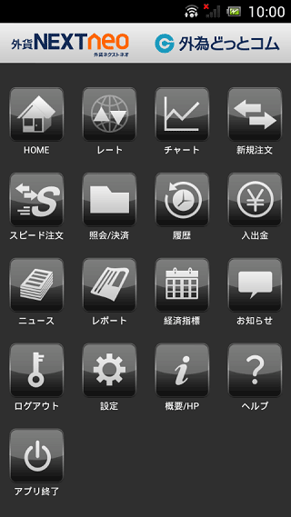 外為どっとコムAndroidTOP画面