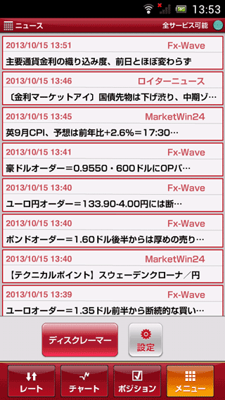 外為オンラインAndroidニュース画面