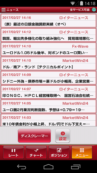 外為オンラインAndroidニュース画面
