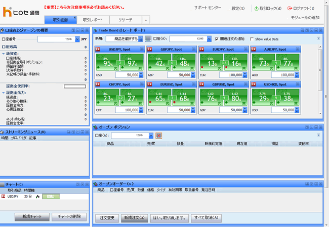 ヒロセ通商[HiroseTrader](取引画面全体/WEBブラウザ型)