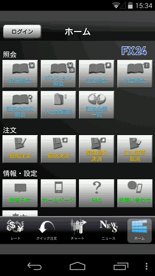 インヴァスト証券【FX24】TOP画面