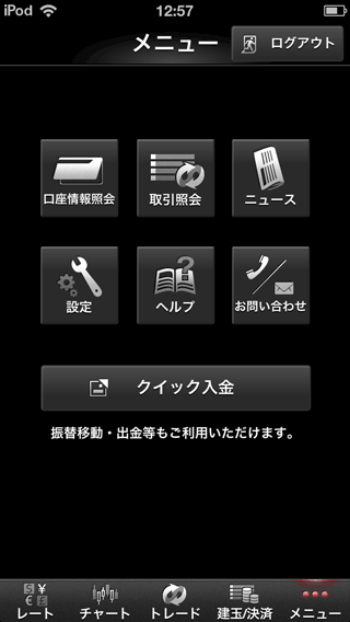 マネーパートナーズnanoiPhoneTOP画面