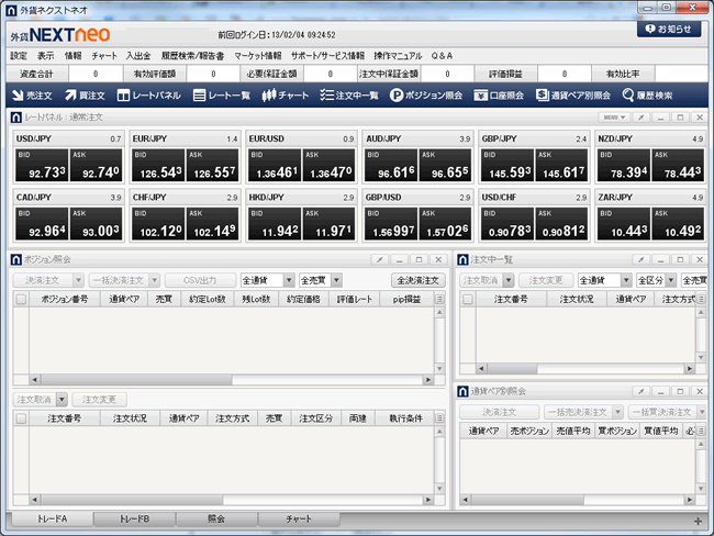 外為どっとコム(取引画面全体)