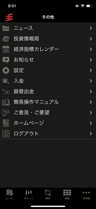 岡三証券【くりっく365】iPhoneTOP画面