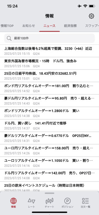 岡三証券[岡三アクティブFX]iPhoneニュース画面