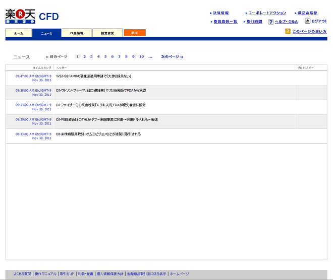 楽天証券CFD(情報ツール)