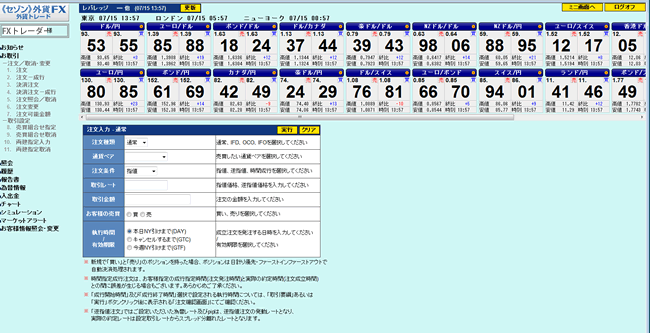 セゾンFX(取引画面全体)