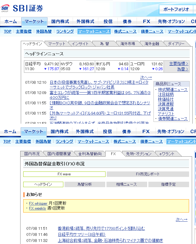 SBI証券(情報ツール)