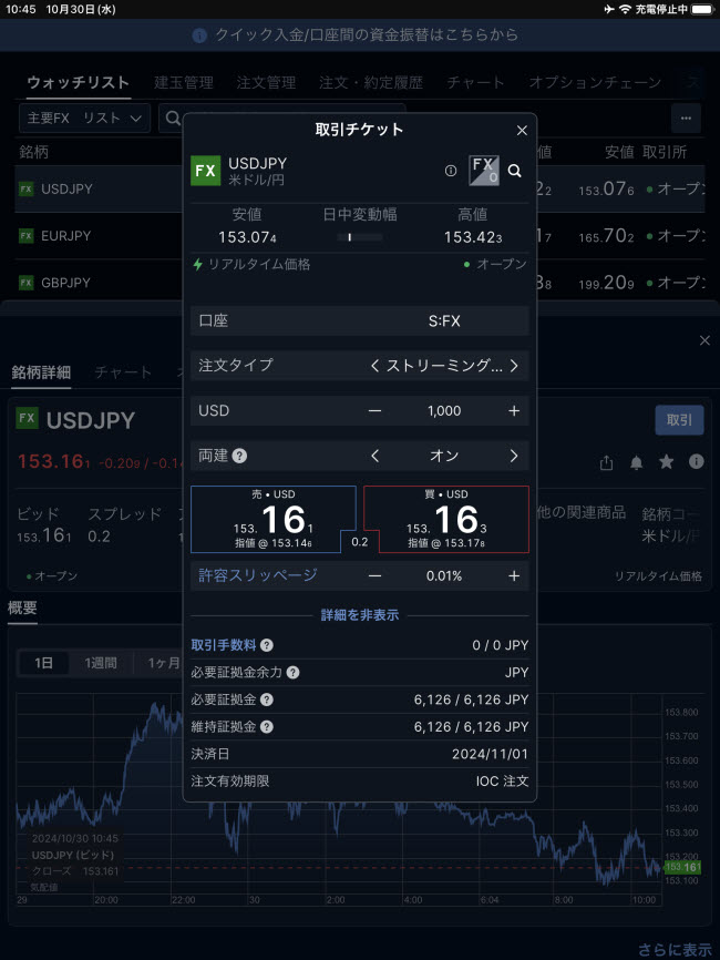 サクソバンク証券[FX]iPadスピード注文画面