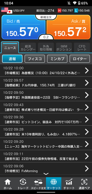 外為どっとコム[外貨ネクストネオ]Androidニュース画面