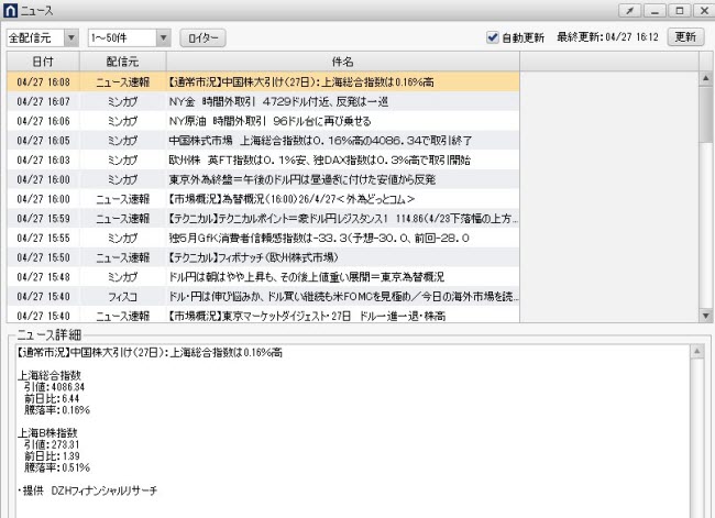 外為どっとコム[外貨ネクストネオ](情報ツール画面)