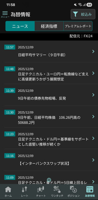 GMO外貨[外貨ex]のAndroidニュース画面