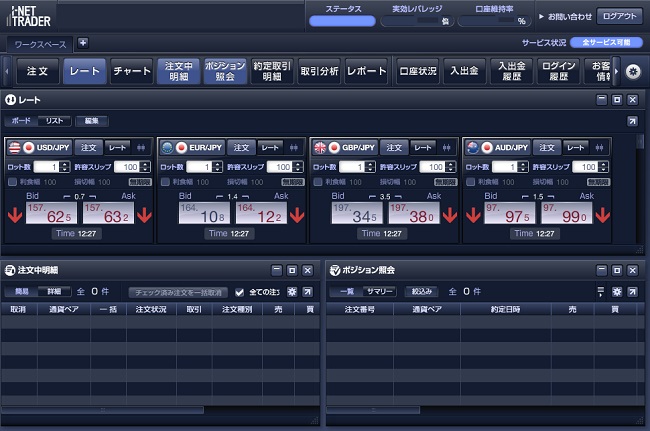 アイネット証券[アイネットFX](取引画面全体)