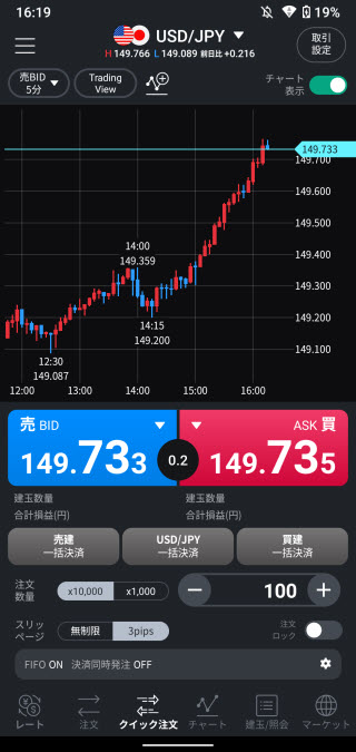 LINE証券[LINEFX]Androidアプリスピード注文