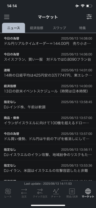 LINE証券[LINEFX]iPhoneニュース画面