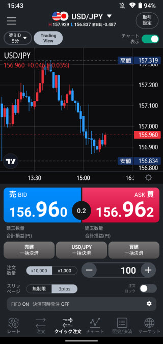 LINE証券[LINEFX]Androidアプリスピード注文