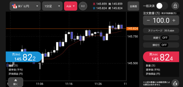 松井証券[松井証券 MATSUI FX]Androidスピード系注文画面
