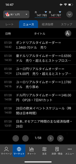 松井証券[松井証券 MATSUI FX]iPhoneニュース画面