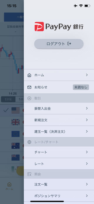 PayPay銀行[FX]iPhoneTOP画面